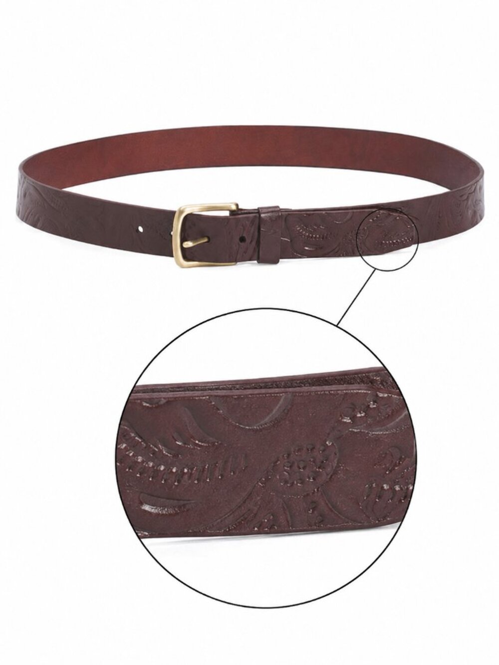 Patricia Nash Pelosa Tooled Leather Belt Womens Western Boho Floral Brown